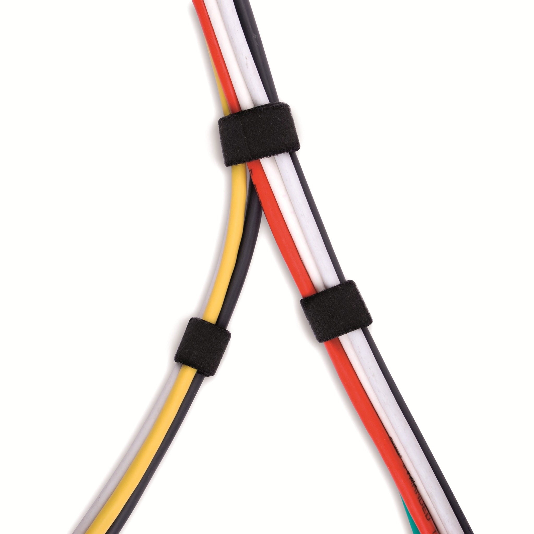 Kabelordnungs-Komplettset von Label-the-Cable –3 m Klettbandrolle + 10 beschriftbare Klettfahnen + 20 bunte Klett-Kabelbinder