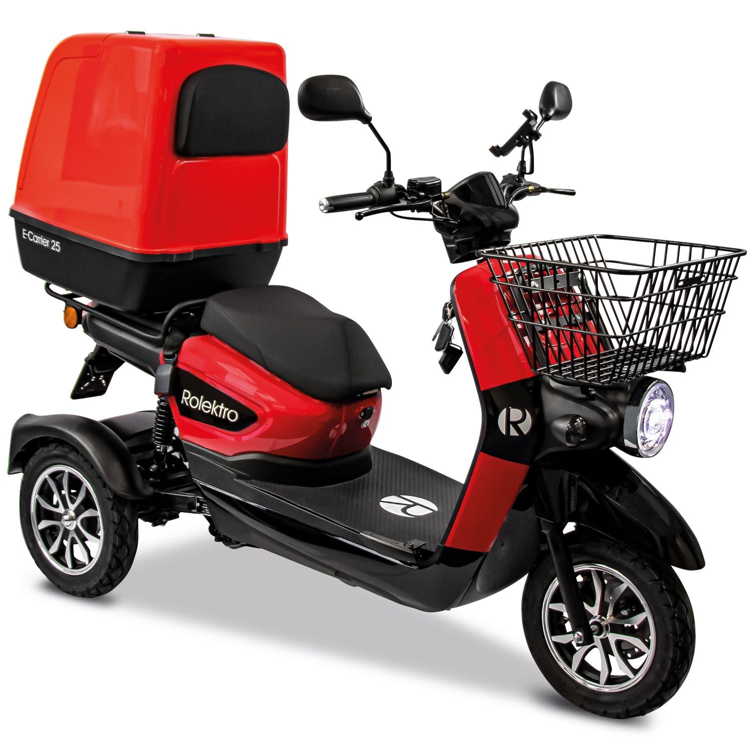 Rolektro E-Carrier 25 V.3 Lithium, Rot, mit XXL-Koffer, 25 kmh