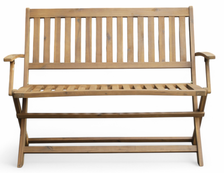 2-Sitzer faltbare Gartenbank aus Akazienholz, ca. 118 x 60 x 90 cm - Braun