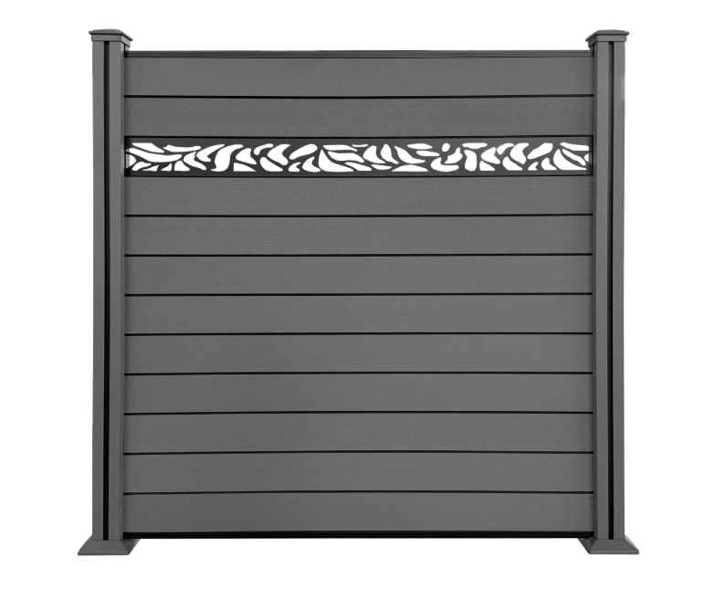 WPC‑Sichtschutzzaun Valla – 1 Element 2 Pfosten mit Dekorleisten, ca. 1,9×1,9 m