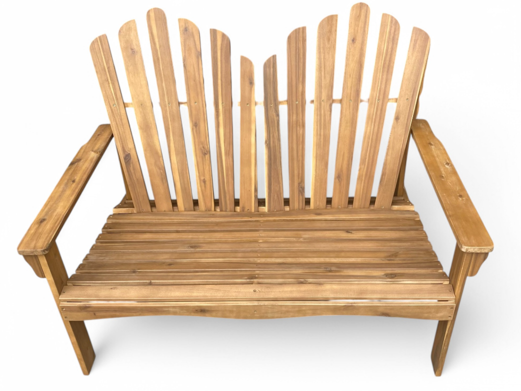 2-Sitzer Adirondack Gartenbank aus Akazienholz, ca. 125 x 80 x 94 cm – Braun