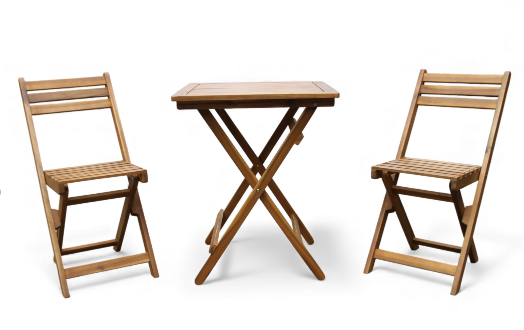 3-teiliges Balkonmöbel-Set aus Akazienholz, klappbar