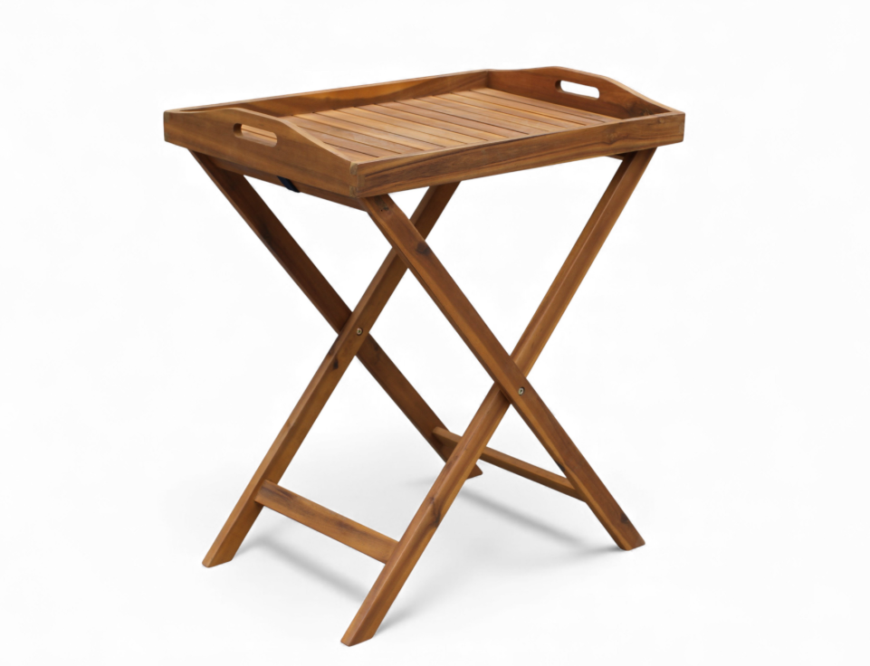 Faltbarer Gartentablett-Tisch aus Akazienholz, ca. 68 x 44 x 74 cm