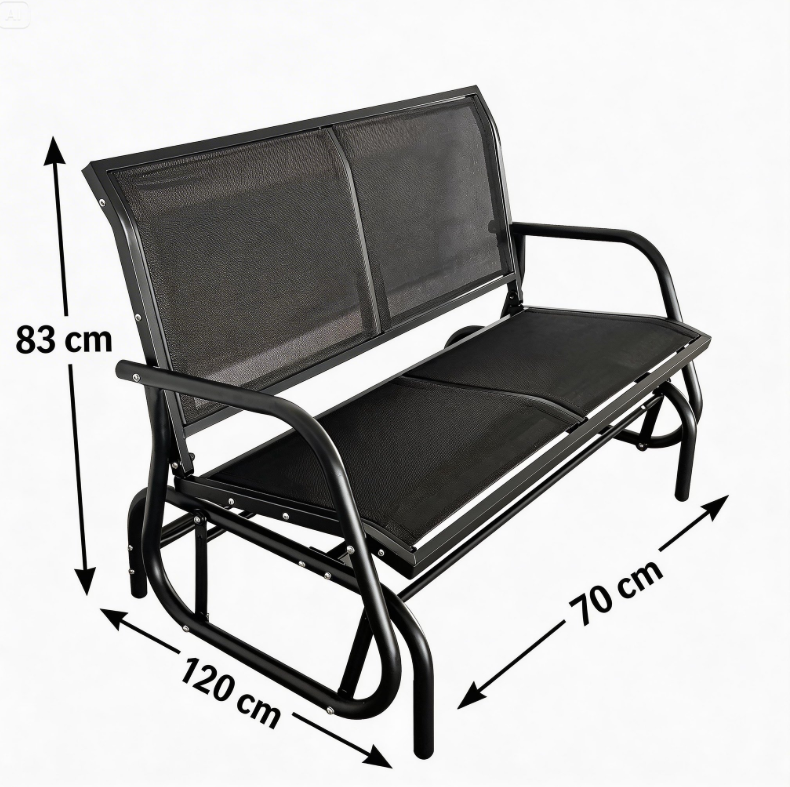 Schaukelbank Gartenbank 2-Sitzer, ca. 120 x 70 x 83 cm – Schwarz