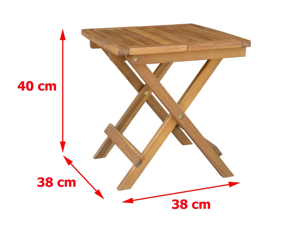 Akazienholz Gartenklapptisch Beistelltisch 38 cm FSC