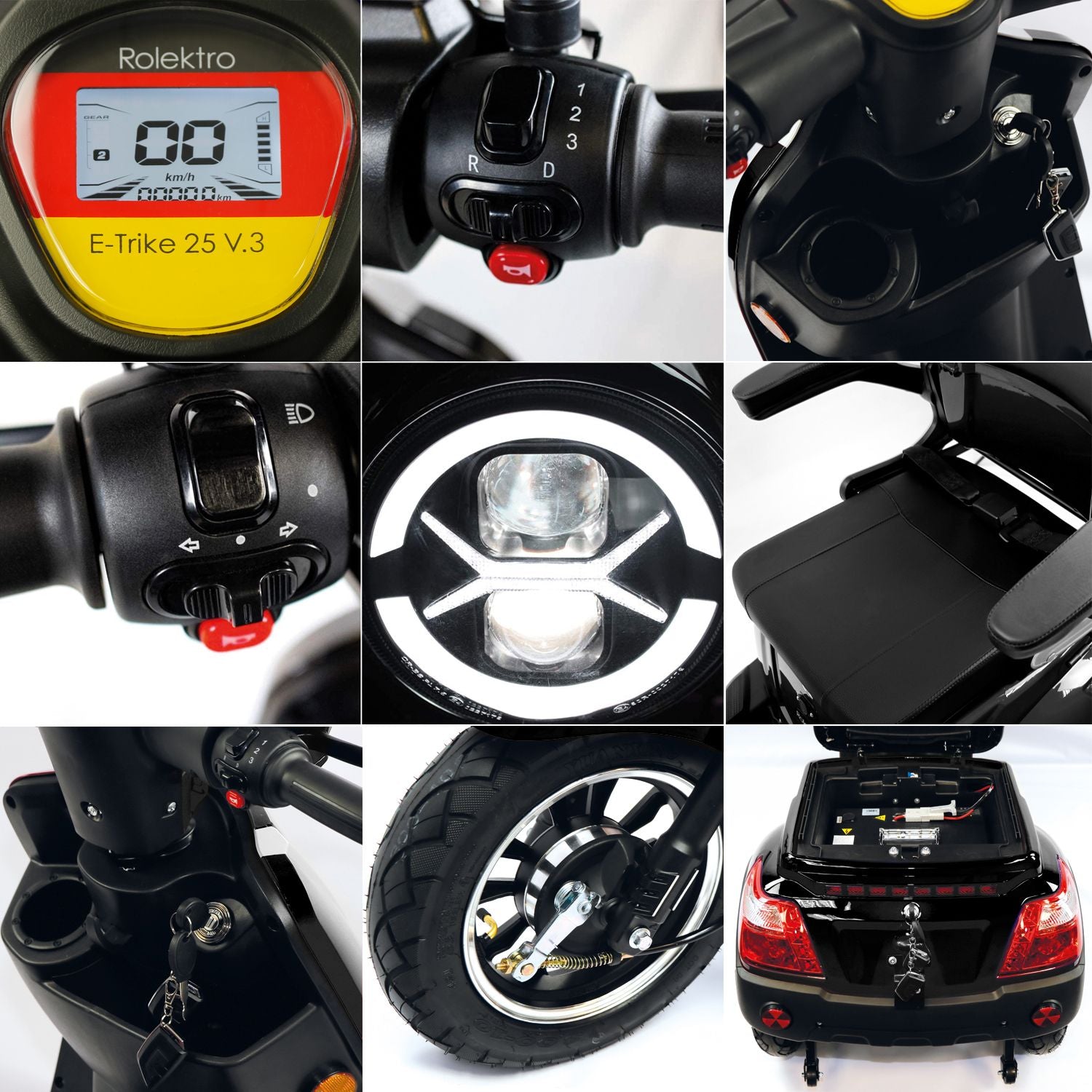 Rolektro E-Trike 25 V.3 Lithium, Schwarz, 25 kmh