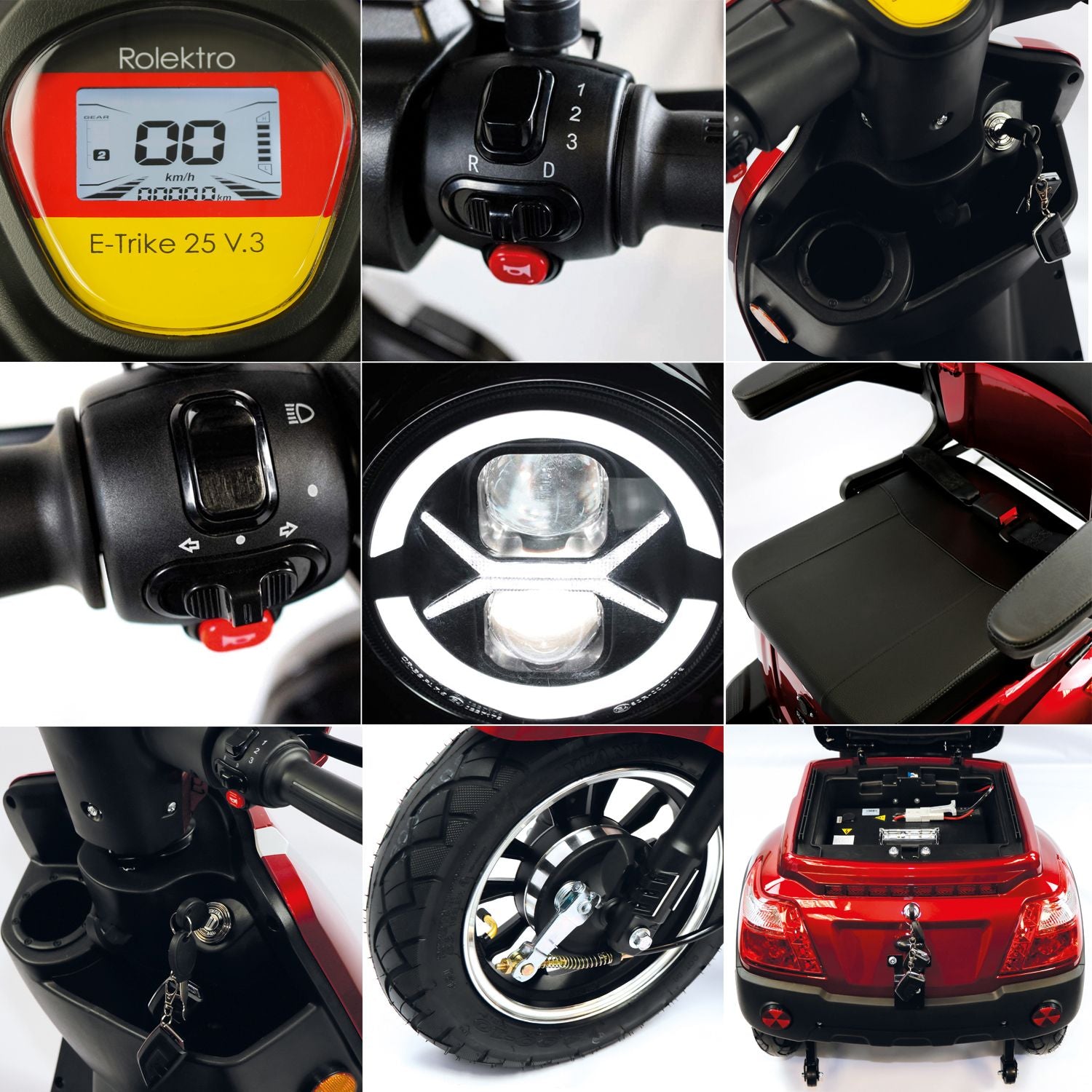 Rolektro E-Trike 25 V.3 Lithium, Rot, 25 kmh