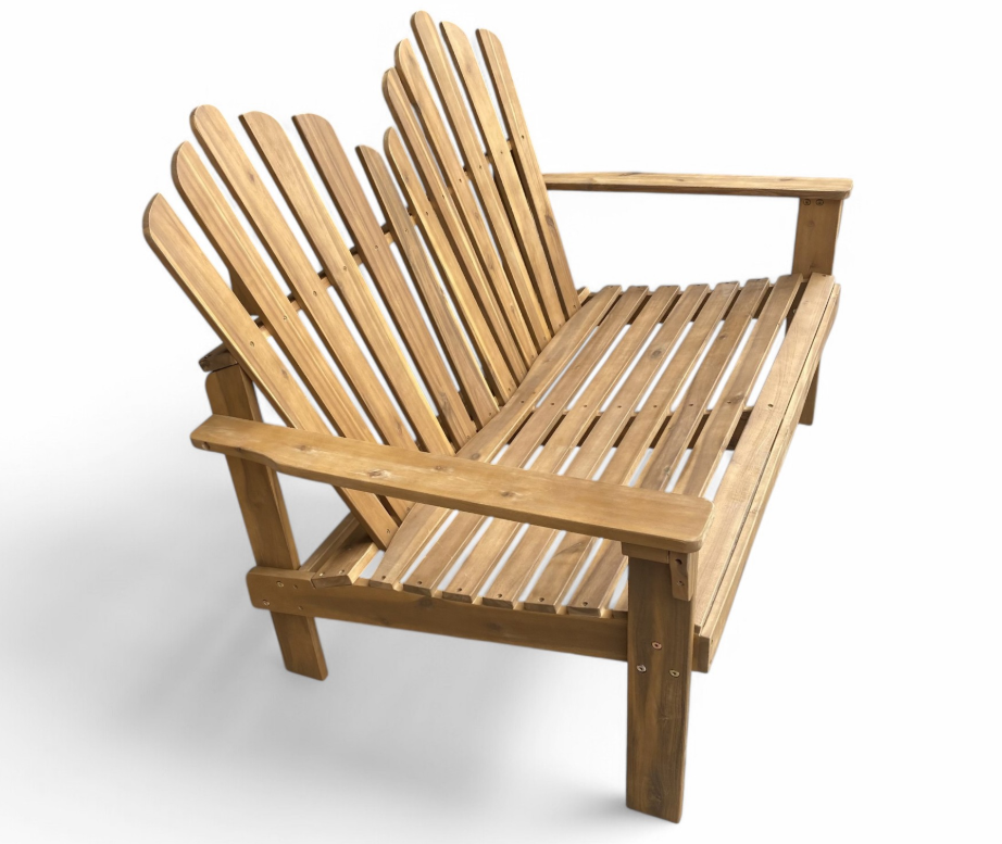 2-Sitzer Adirondack Gartenbank aus Akazienholz, ca. 125 x 80 x 94 cm – Braun
