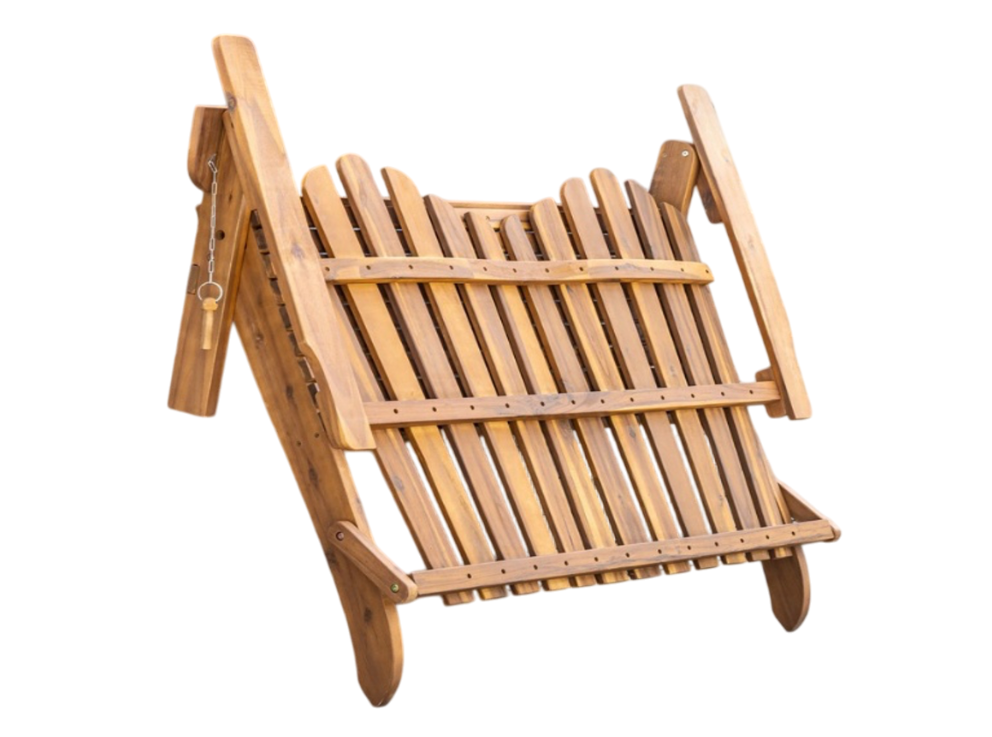 2-Sitzer Klappbare Adirondack Gartenbank aus Akazie, ca. 125 x 80 x 94 cm