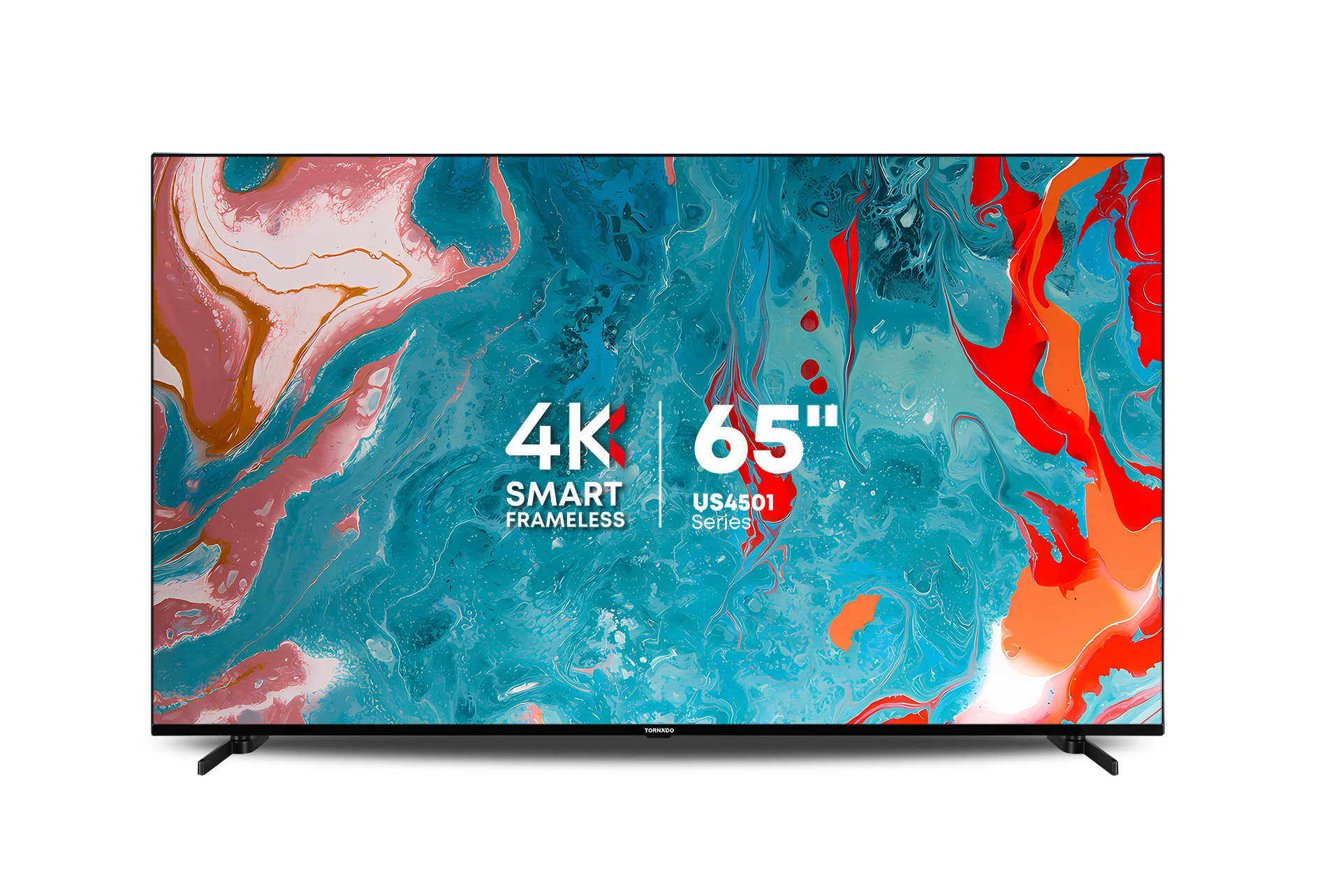 Tornado LINUX Smart TV 65 Zoll 4K Ultra HD, Rahmenlos, mit integriertem Receiver