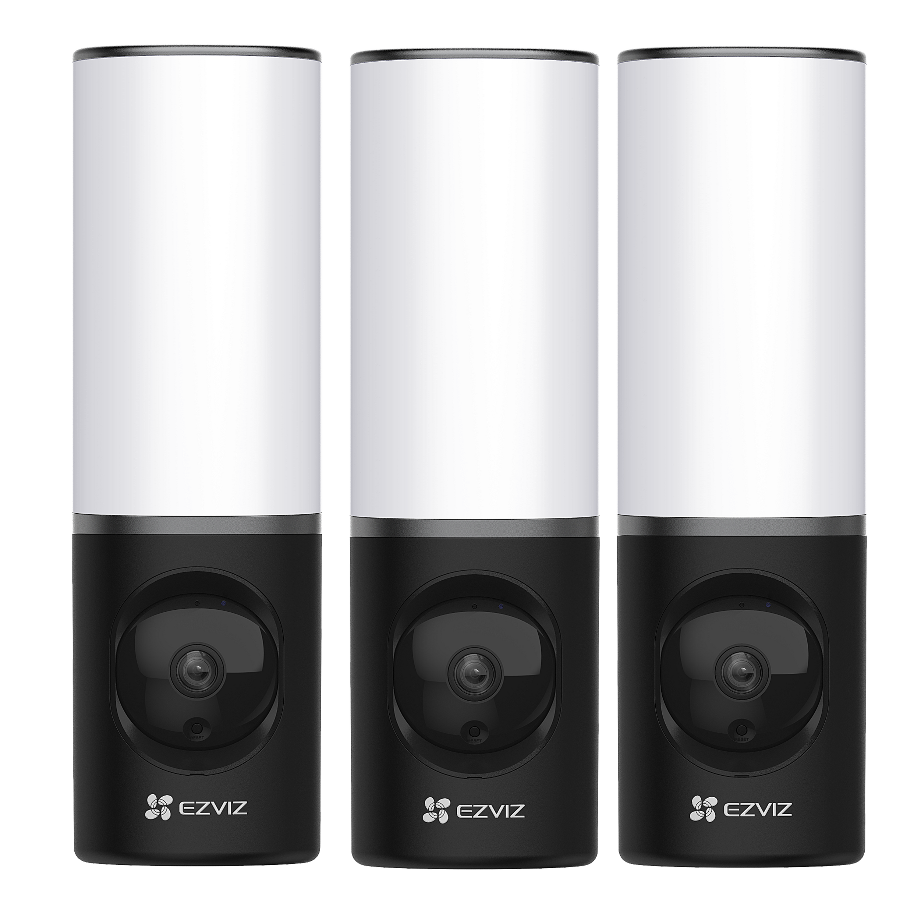 EZVIZ LC3 Smart Outdoor Security Light, Außen Wandlampe mit Überwachungskamera, 3er-Set