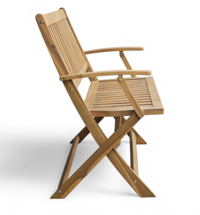 2-Sitzer faltbare Gartenbank aus Akazienholz, ca. 118 x 60 x 90 cm - Braun