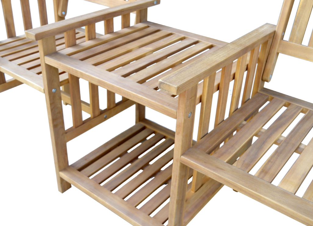2-Sitzer-Gartenbank mit Beistelltisch, ca. 163 x 63 x 91 cm - Braun