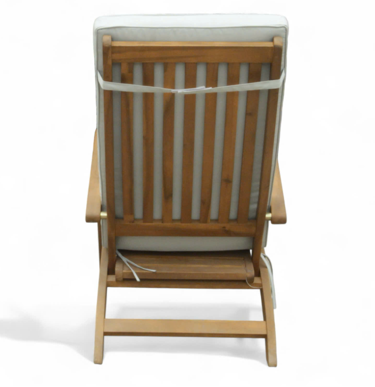 Ergonomische Sonnenliege, Saunaliege inkl. Auflage aus Akazienholz