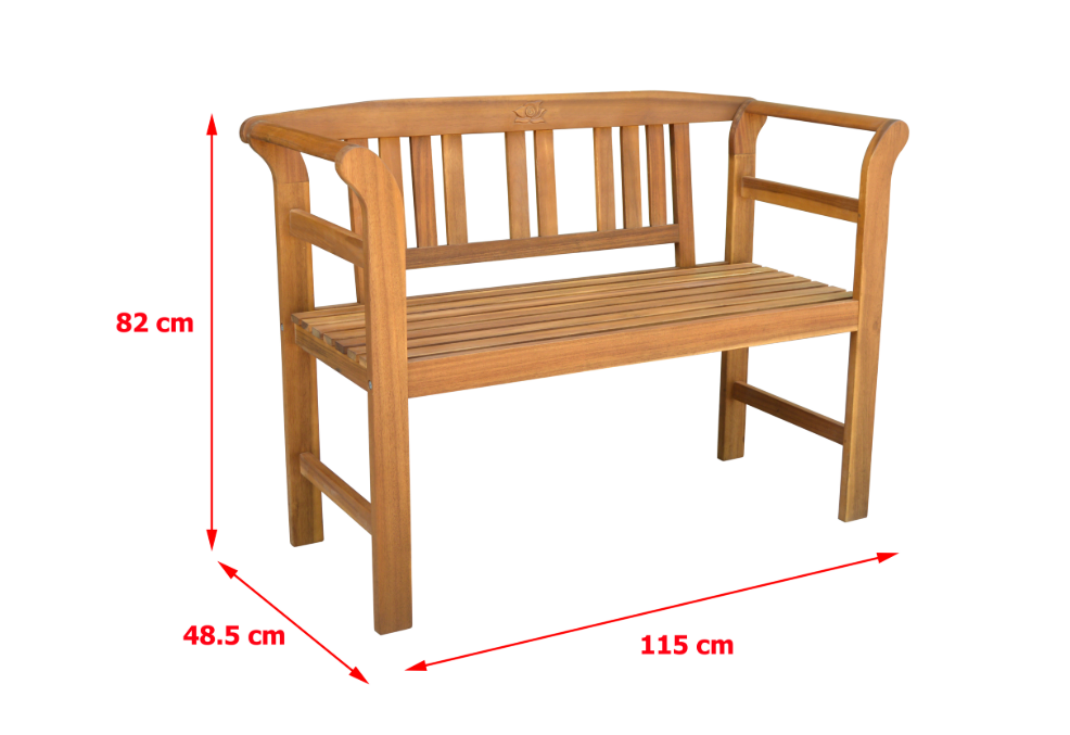 2-Sitzer Gartenbank aus Akazienholz, ca. 115 x 48,5 x 82 cm - Rose
