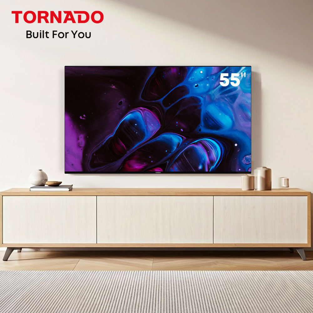 Tornado LINUX Smart TV 55 Zoll 4K Ultra HD, Rahmenlos, mit integriertem Receiver