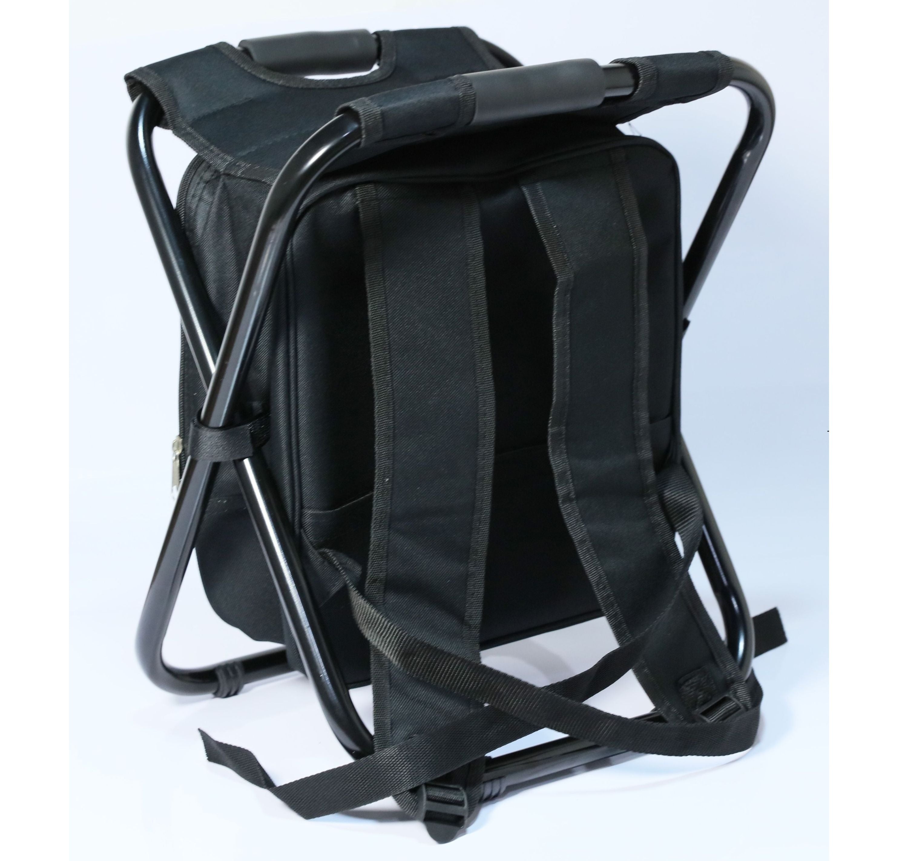 highfeld Camping Stuhl Hocker mit Rucksack black  Campinghocker Campingstuhl Rucksackstuhl