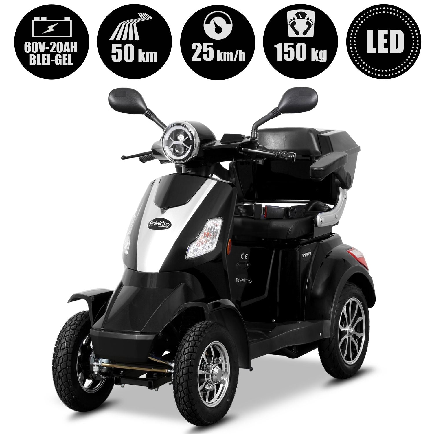 Rolektro E-Quad 25 V.2 Blei-Gel, Schwarz, 25 km/h
