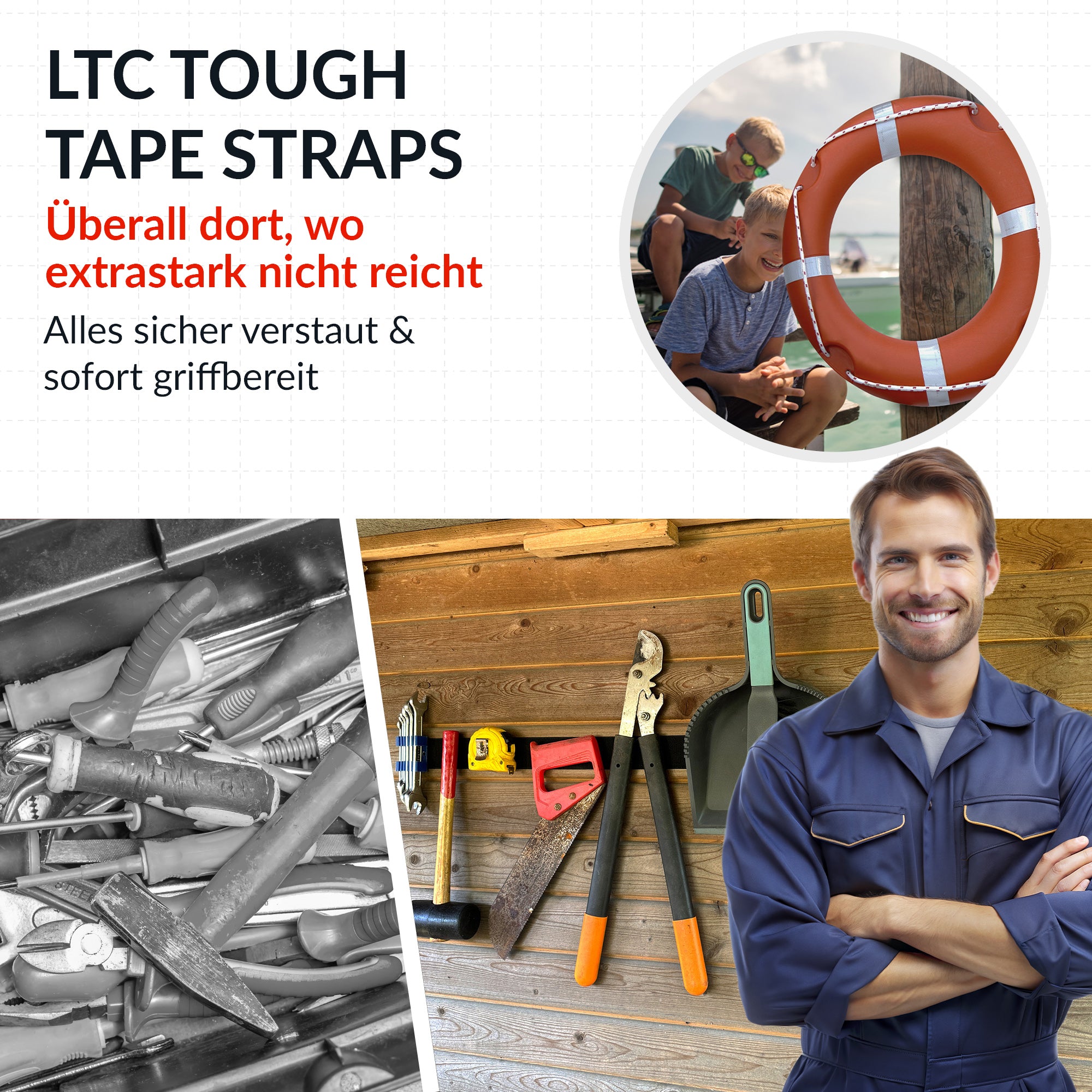 LTC TOUGH TAPE STRAP - Weiß - 5 m