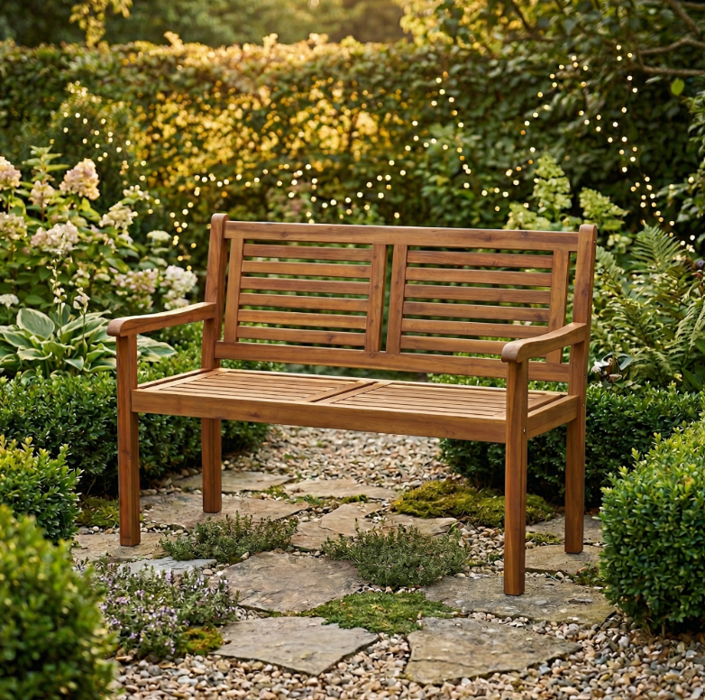 2-Sitzer Gartenbank aus Akazienholz, ca. 118 x 58 x 89 cm - Braun
