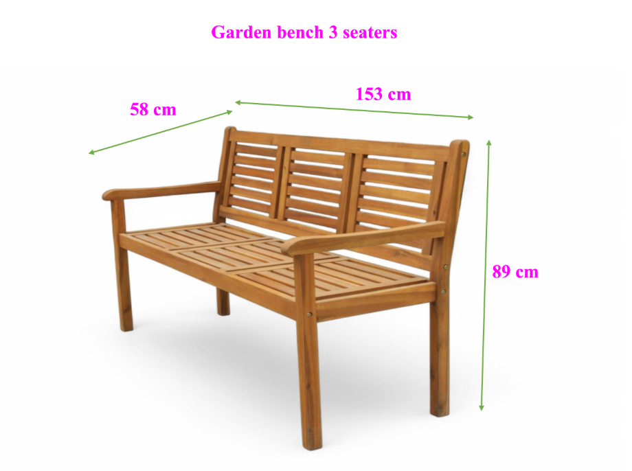 3-Sitzer Gartenbank aus Akazienholz, ca. 153 x 90 x 57 cm - Braun