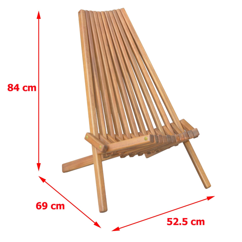 Holzliegestuhl klappbar aus Akazie, ca. 50 x 69 x 84 cm