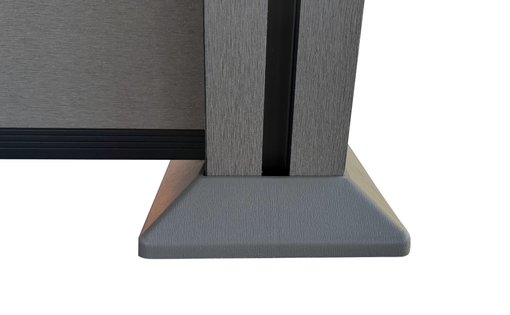 WPC‑Sichtschutzzaun Valla – 5 Elemente 6 Pfosten mit Dekorleisten, ca. 9,1×1,9 m