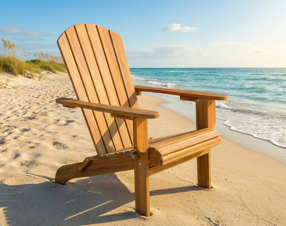 Klappbarer Adirondack Liegestuhl aus Akazienholz, ca. 84 x 69 x 93 cm - Braun