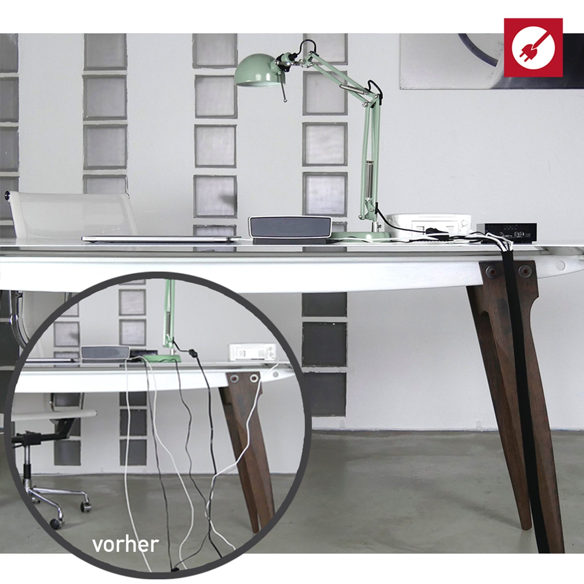Kabelmanagement Komplett-Set von Label the Cable – Kabelschlauch 2 m + 20 Klett-Kabelhalter (schwarz & weiß) für Ordnung am Schreibtisch & TV