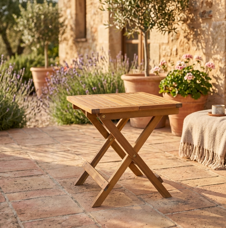 Akazienholz Gartenklapptisch Beistelltisch 38 cm FSC