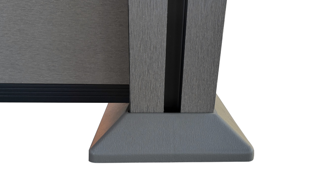 WPC‑Sichtschutzzaun Valla – 5 Elemente 6 Pfosten mit Dekorleisten, ca. 9,1×1,3 m