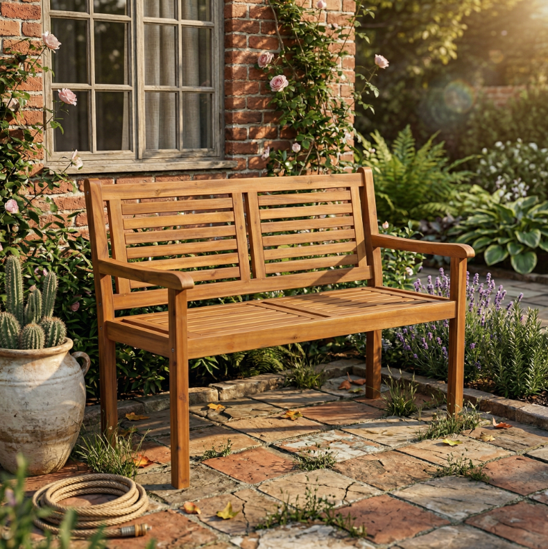 2-Sitzer Gartenbank aus Akazienholz, ca. 118 x 58 x 89 cm - Braun