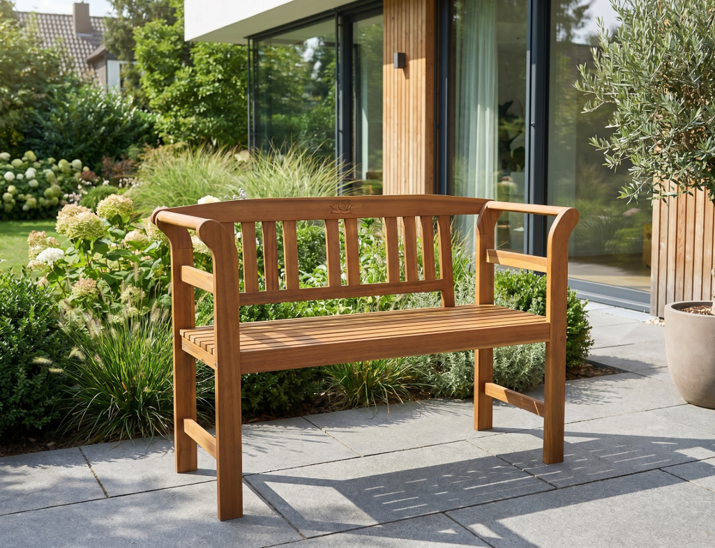 2-Sitzer Gartenbank aus Akazienholz, ca. 115 x 48,5 x 82 cm - Rose