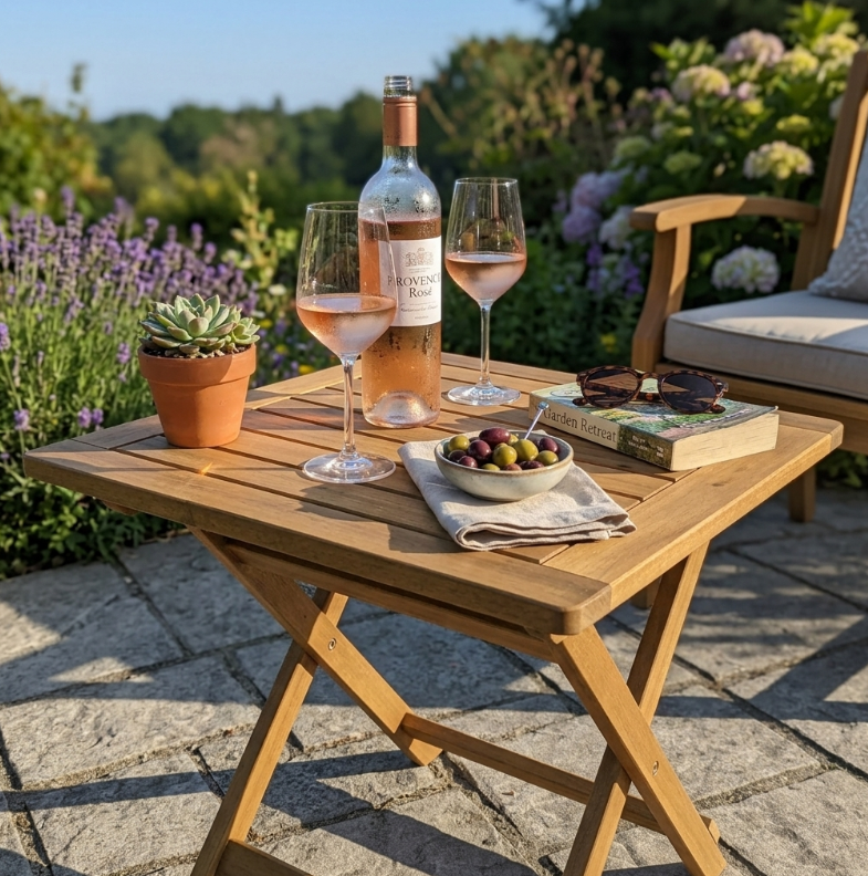 Akazienholz Gartenklapptisch Beistelltisch 46 cm FSC