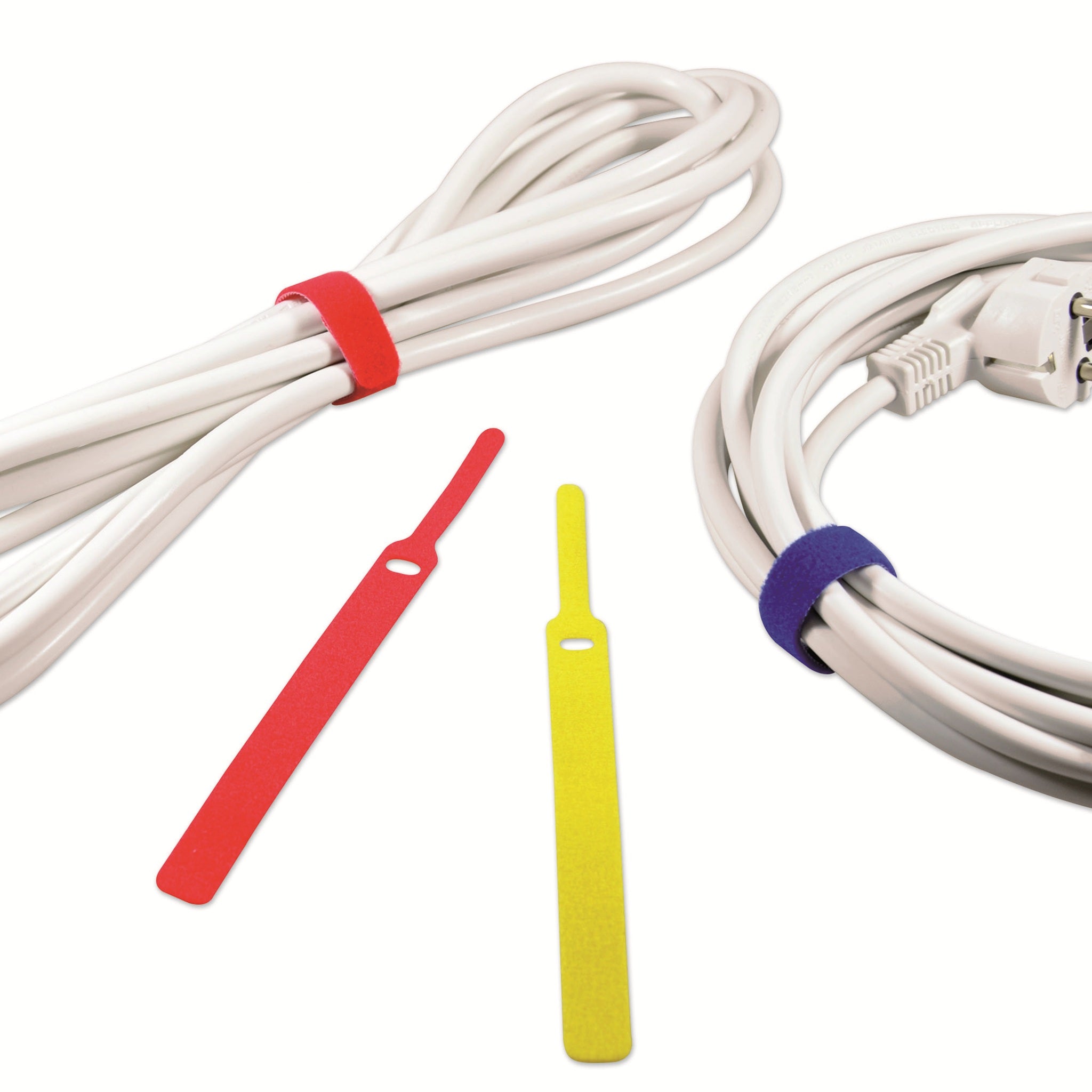 Kabelordnungs-Komplettset von Label-the-Cable –3 m Klettbandrolle + 10 beschriftbare Klettfahnen + 20 bunte Klett-Kabelbinder