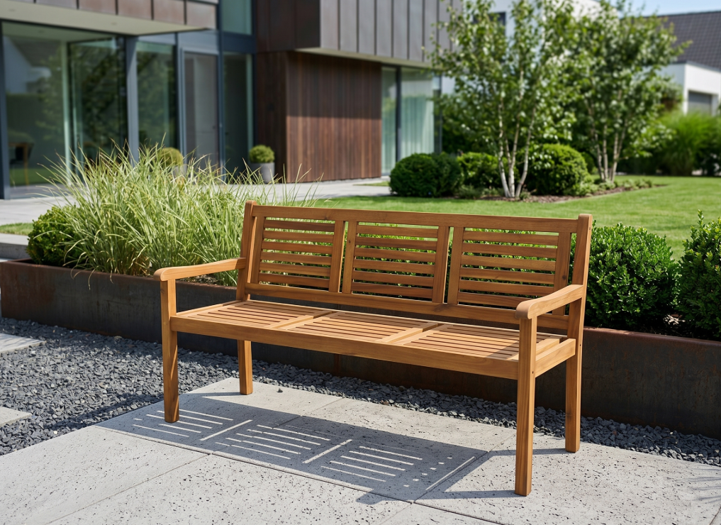 3-Sitzer Gartenbank aus Akazienholz, ca. 153 x 90 x 57 cm - Braun
