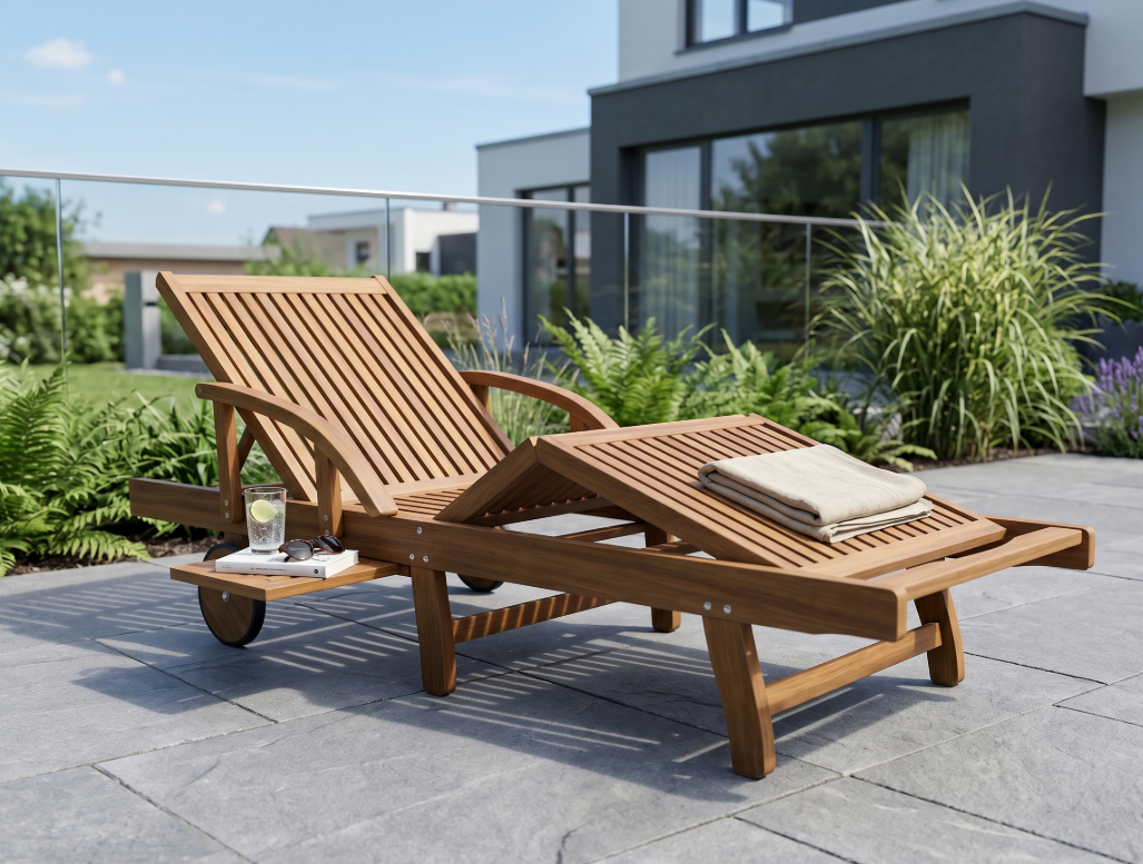 Sonnenliege aus FSC-Eukalyptusholz - 200 × 68 × 83 cm - geölt