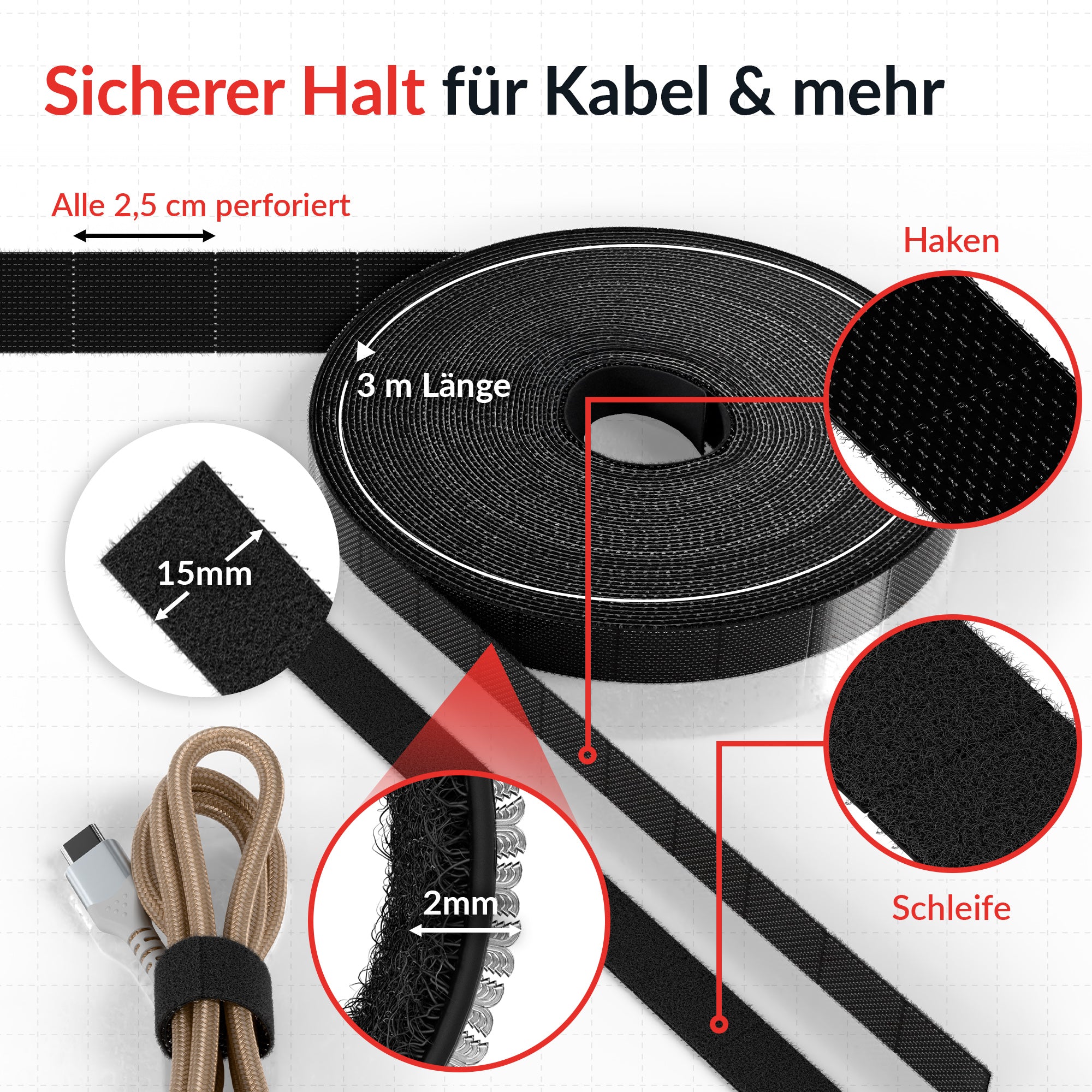LTC RIP STRAP - Schwarz - 3 m
