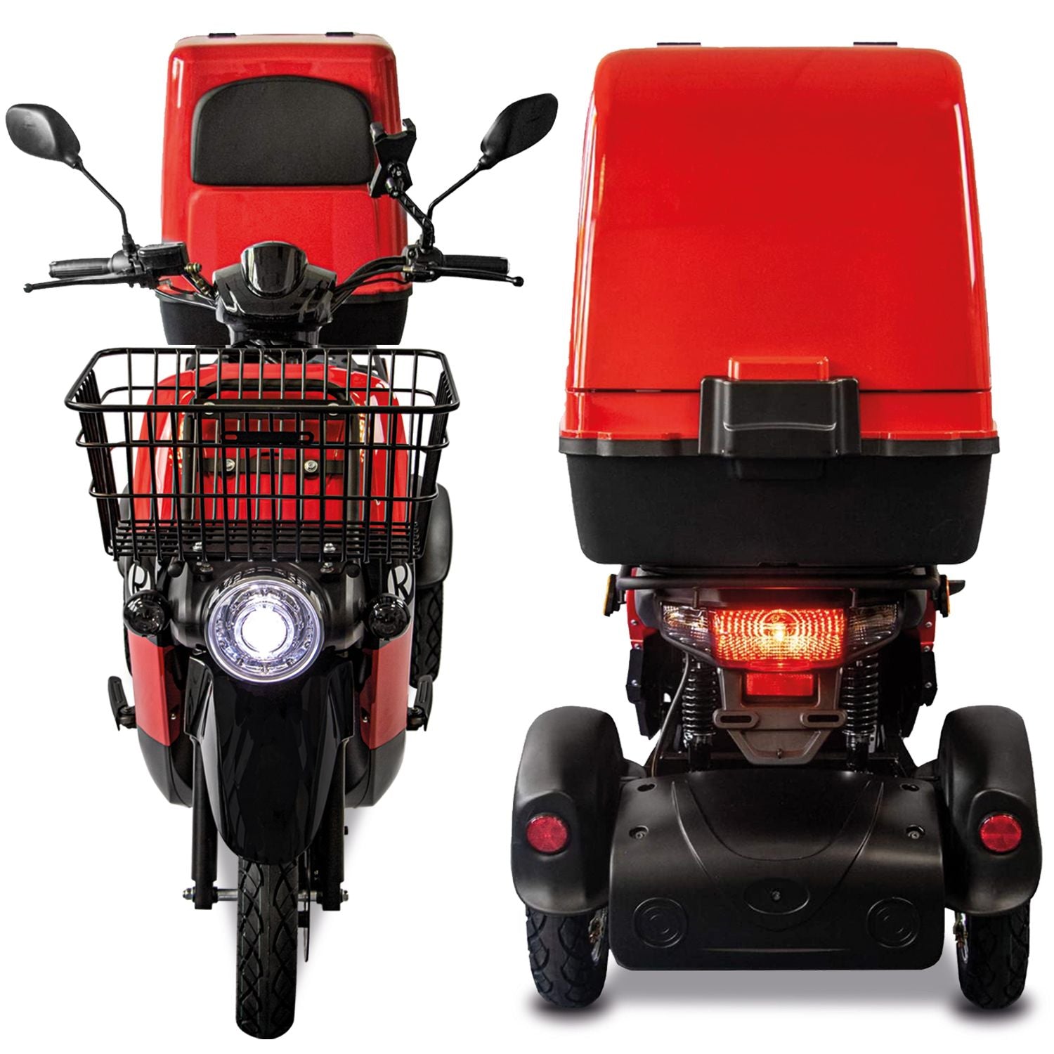 Rolektro E-Carrier 25 V.3 Lithium, Rot, mit XXL-Koffer, 25 kmh