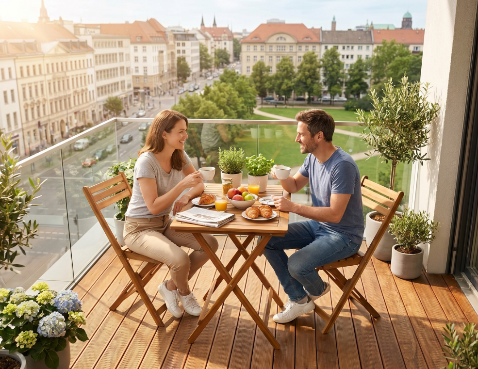 3-teiliges Balkonmöbel-Set aus Akazienholz, klappbar