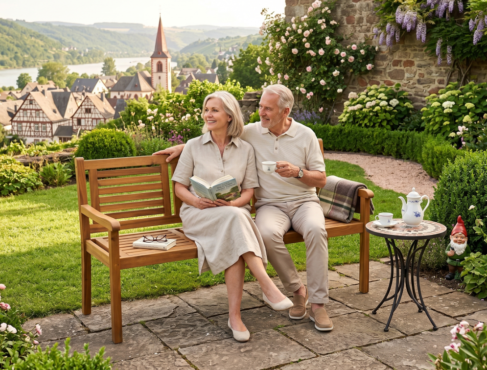 3-Sitzer Gartenbank aus Akazienholz, ca. 153 x 90 x 57 cm - Braun