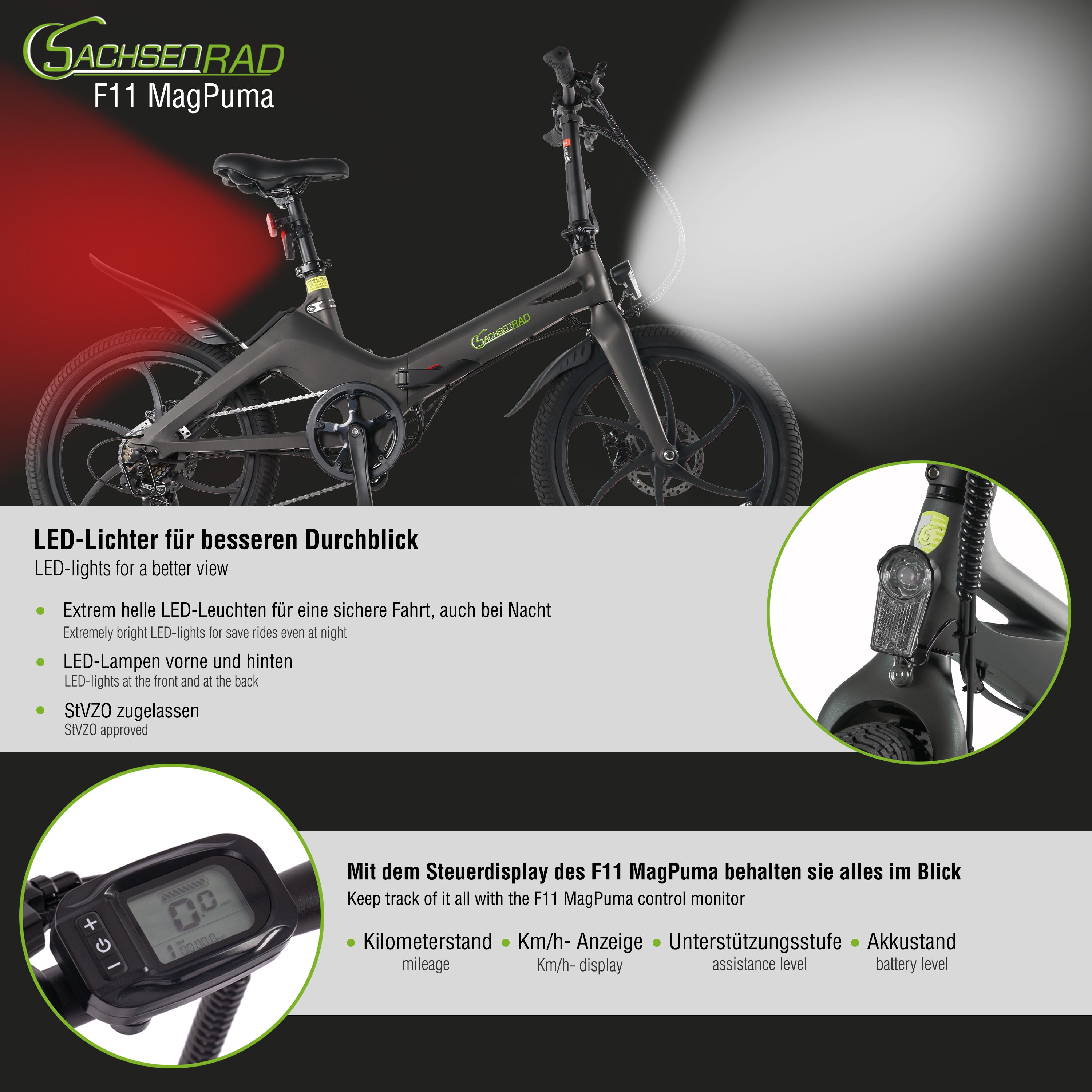 SachsenRad E-Folding Race Bike F11 MagPuma mit Transporttasche