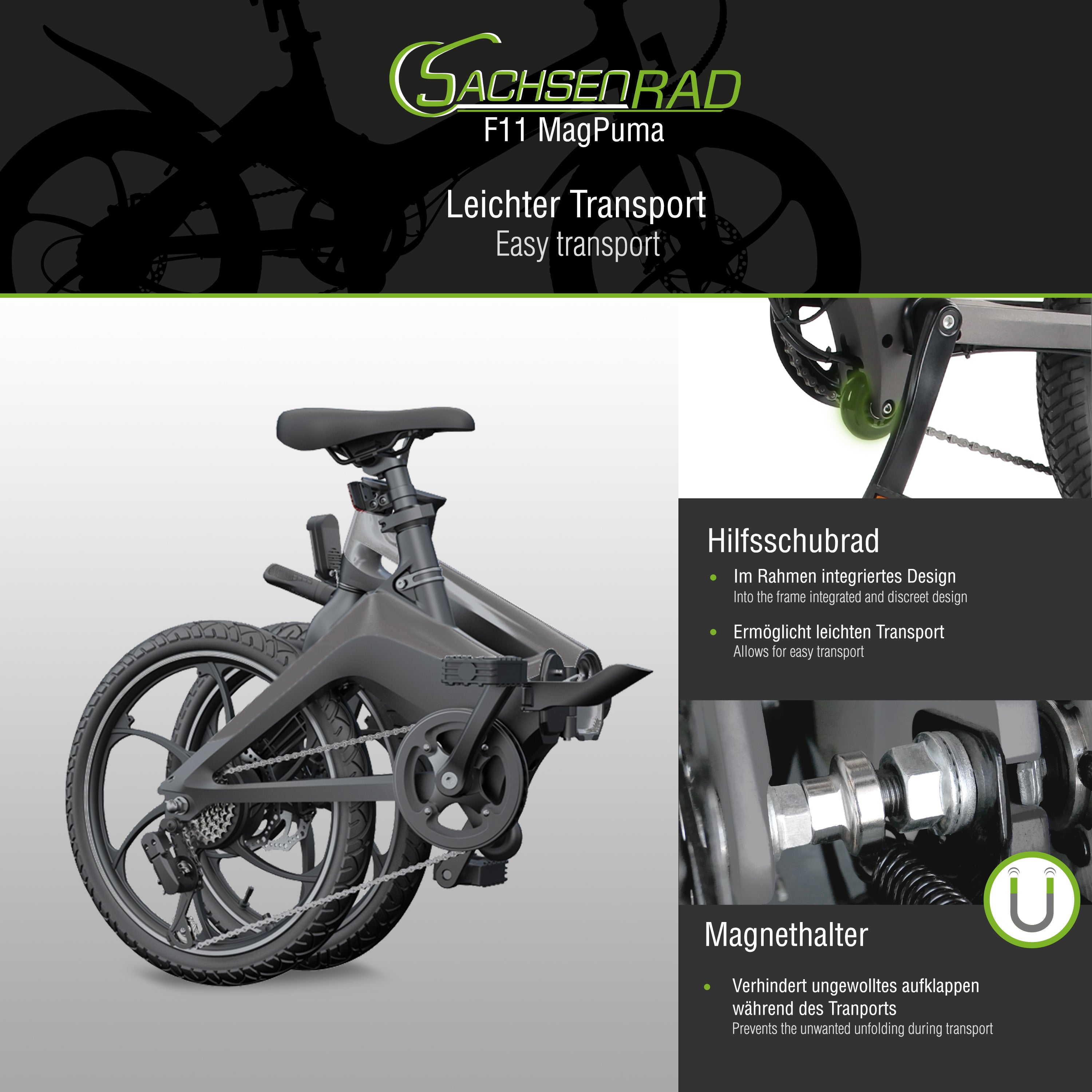 SachsenRad E-Folding Race Bike F11 MagPuma mit Transporttasche