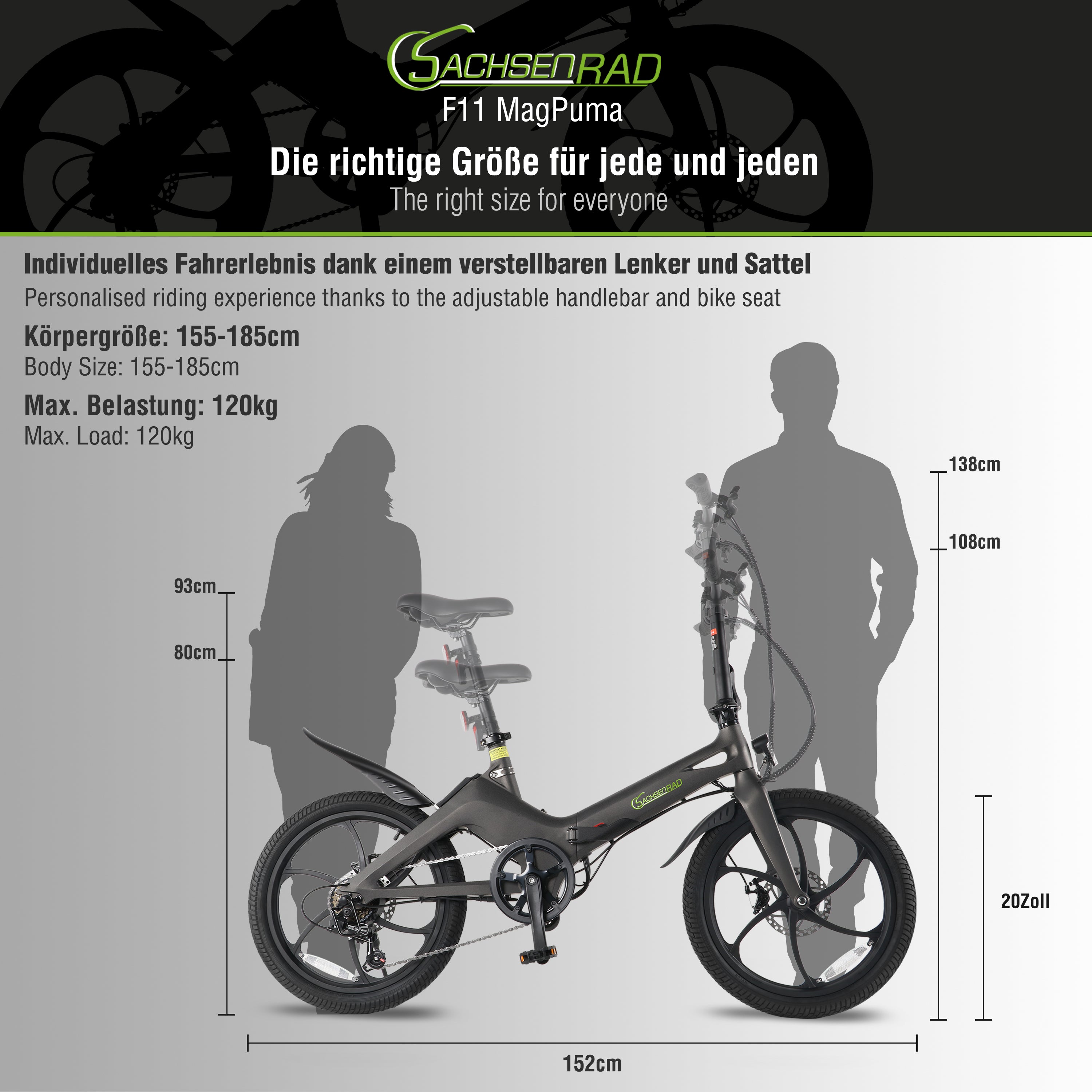 SachsenRad E-Folding Race Bike F11 MagPuma mit Transporttasche