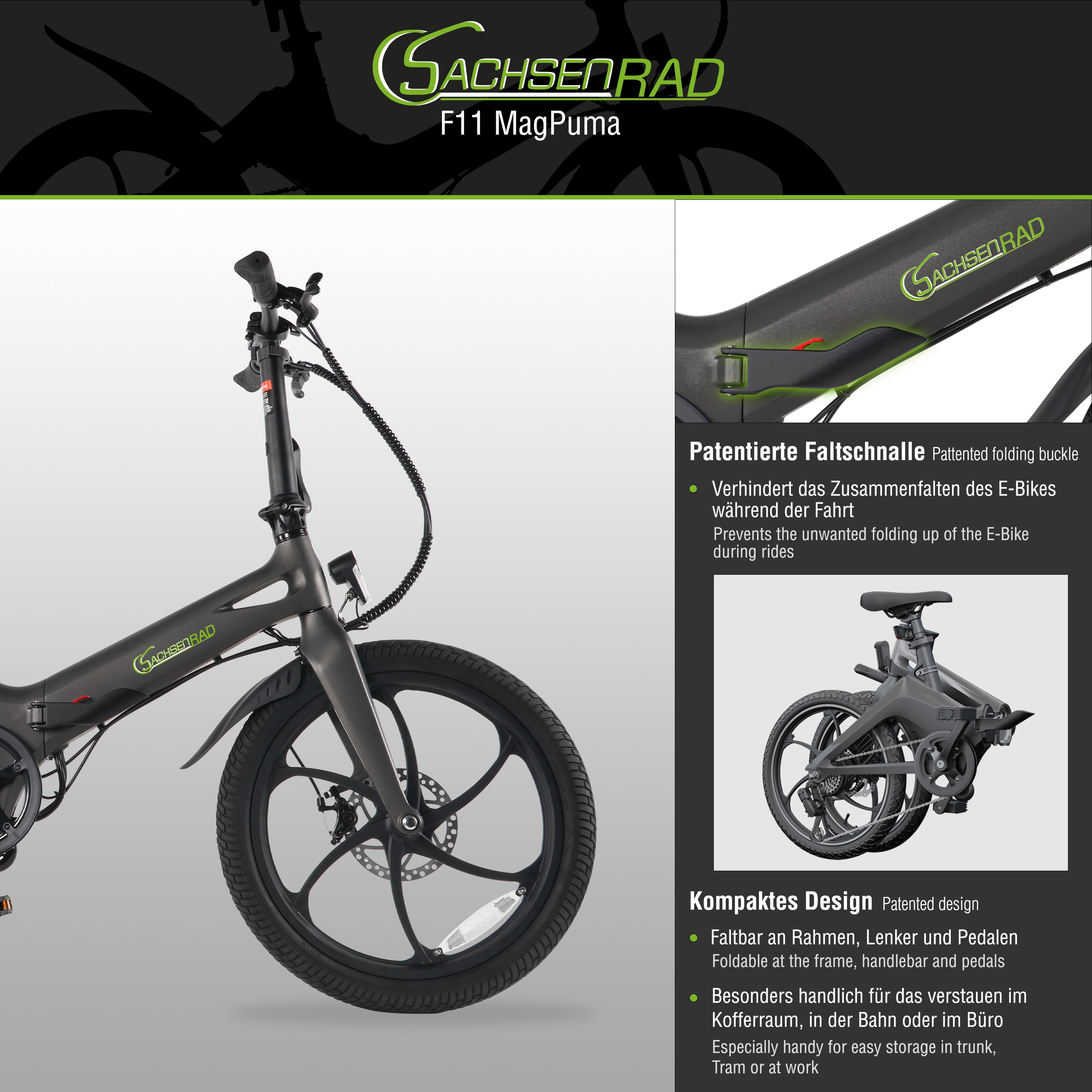 SachsenRad E-Folding Race Bike F11 MagPuma mit Transporttasche