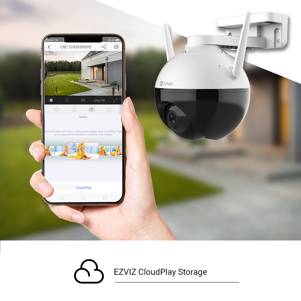 EZVIZ C8C Outdoor Kamera, Motorisierte Schwenk- / Neige-Funktion für 360 -Grad Abdeckung, Active Defense, 2er-Set