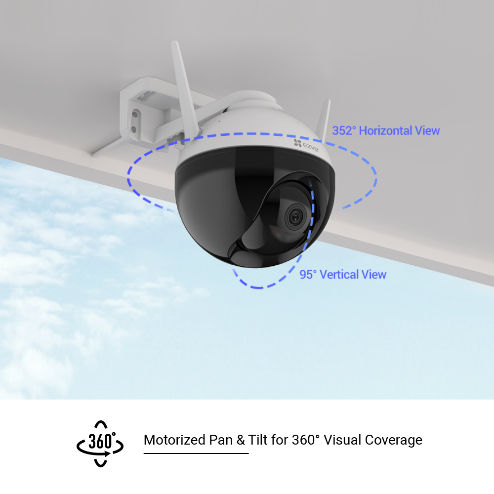 EZVIZ C8C Outdoor Kamera, Motorisierte Schwenk- / Neige-Funktion für 360 -Grad Abdeckung, Active Defense, 2er-Set