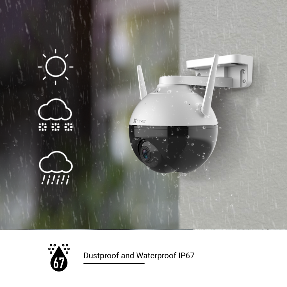 EZVIZ C8C Outdoor Kamera, Motorisierte Schwenk- / Neige-Funktion für 360 -Grad Abdeckung, Active Defense, 2er-Set