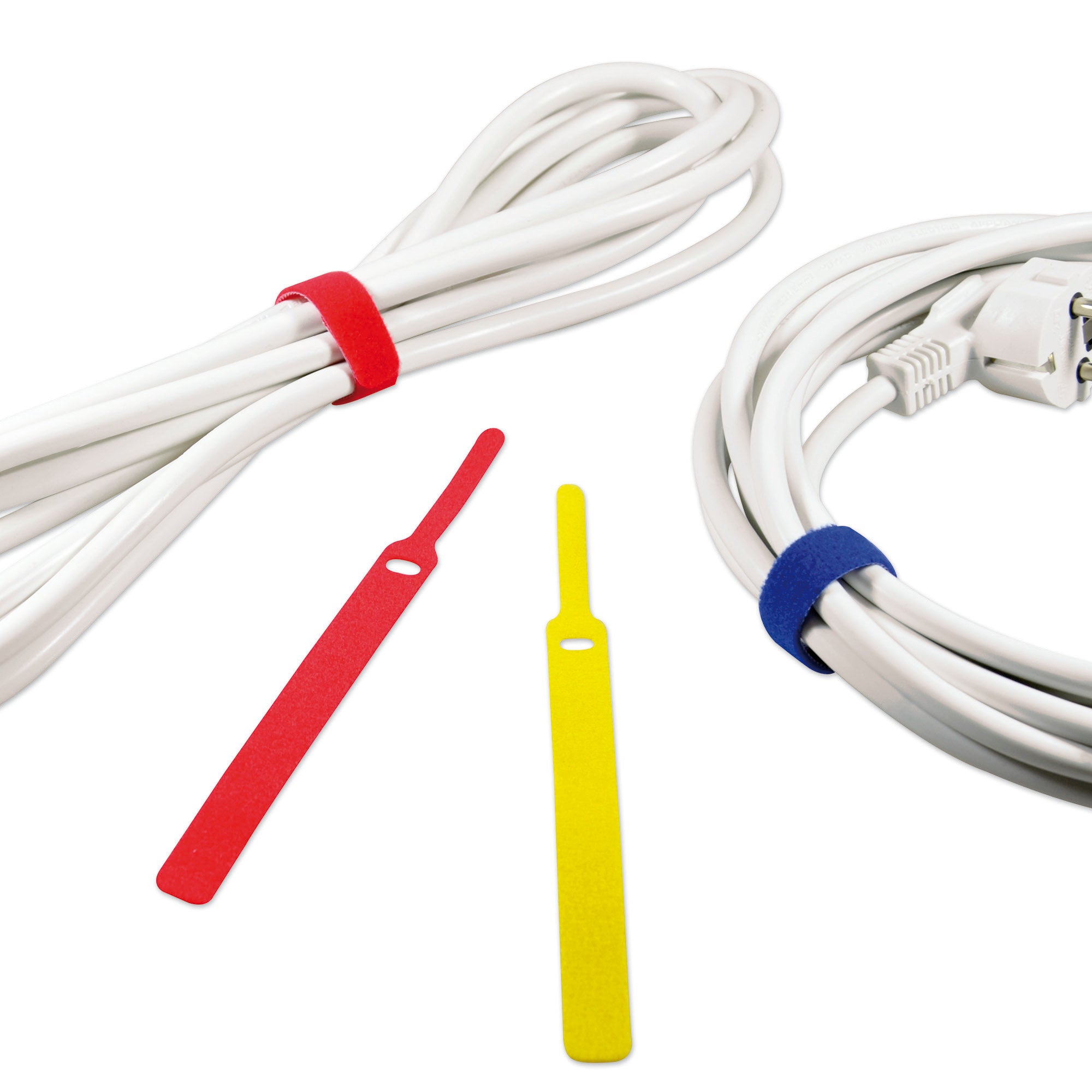 Kabelordnungs-Komplettset von Label-the-Cable –3 m Klettbandrolle + 10 beschriftbare Klettfahnen + 20 bunte Klett-Kabelbinder