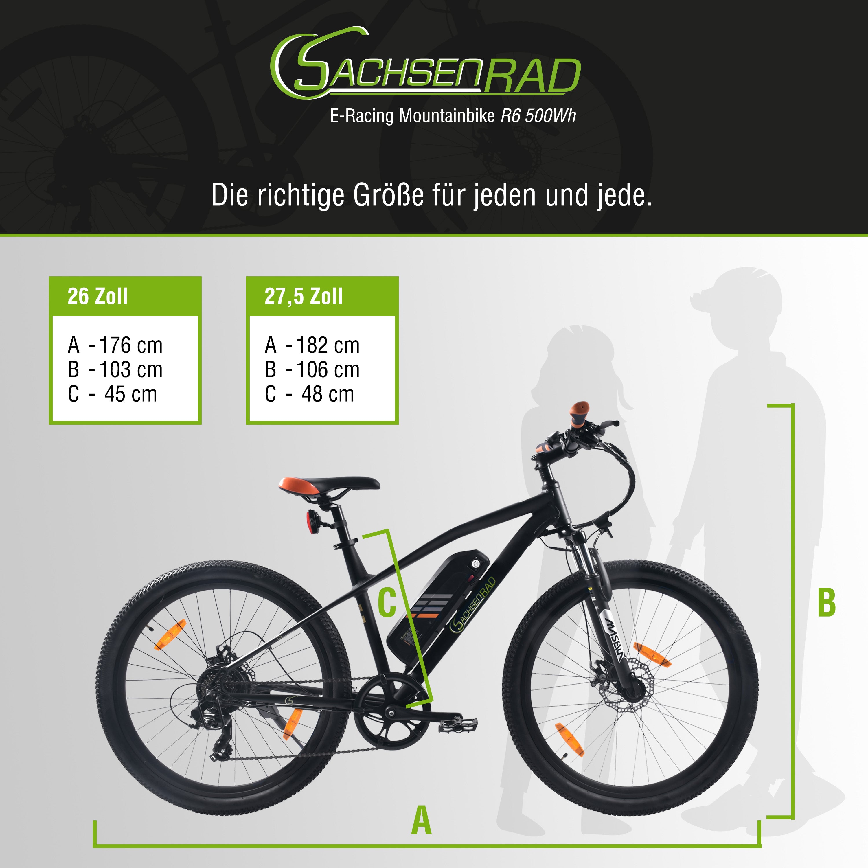 SachsenRad E-Racing Mountain Bike R6 500Wh 13,4Ah E-Bike 26